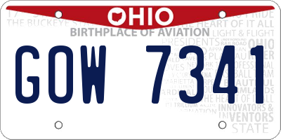OH license plate GOW7341
