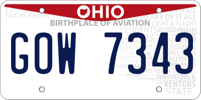 OH license plate GOW7343