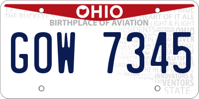 OH license plate GOW7345