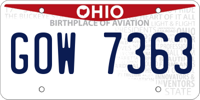 OH license plate GOW7363