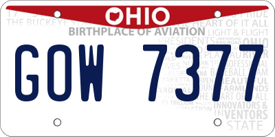 OH license plate GOW7377