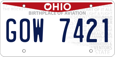 OH license plate GOW7421