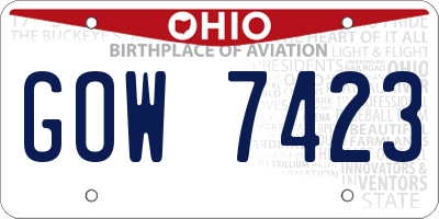 OH license plate GOW7423