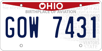 OH license plate GOW7431