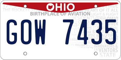 OH license plate GOW7435