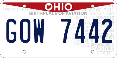 OH license plate GOW7442