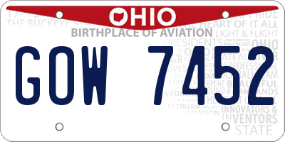 OH license plate GOW7452