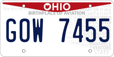 OH license plate GOW7455
