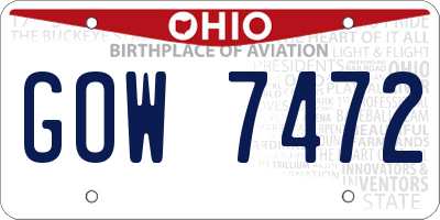 OH license plate GOW7472