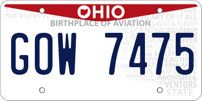 OH license plate GOW7475