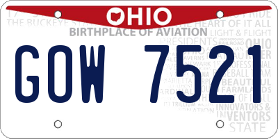 OH license plate GOW7521