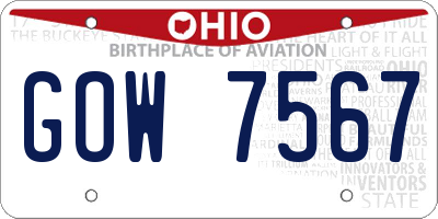 OH license plate GOW7567