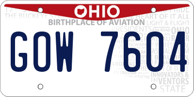 OH license plate GOW7604