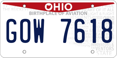 OH license plate GOW7618
