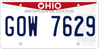 OH license plate GOW7629
