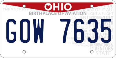 OH license plate GOW7635
