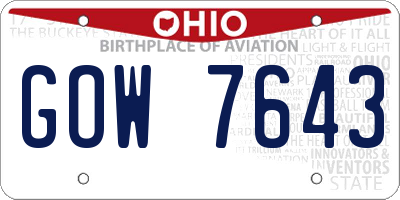 OH license plate GOW7643