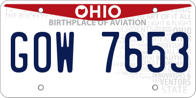 OH license plate GOW7653