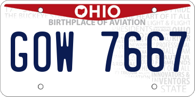 OH license plate GOW7667