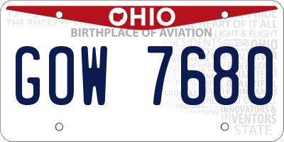 OH license plate GOW7680
