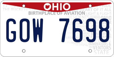 OH license plate GOW7698