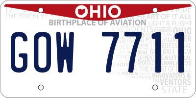 OH license plate GOW7711