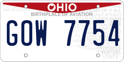 OH license plate GOW7754