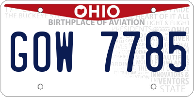 OH license plate GOW7785