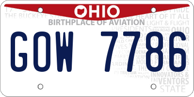 OH license plate GOW7786