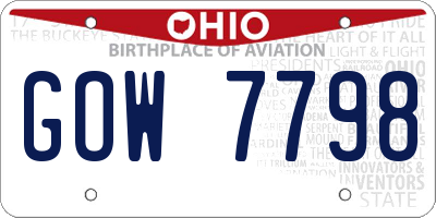 OH license plate GOW7798