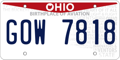OH license plate GOW7818