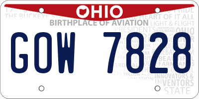 OH license plate GOW7828