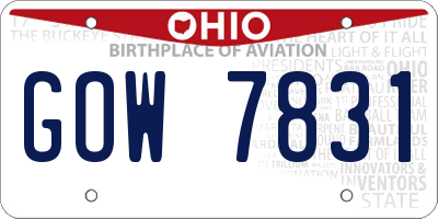 OH license plate GOW7831