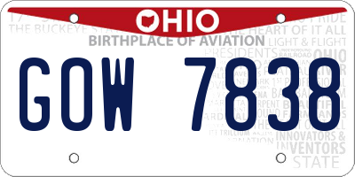 OH license plate GOW7838