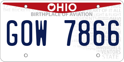 OH license plate GOW7866