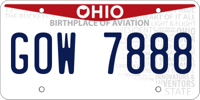 OH license plate GOW7888
