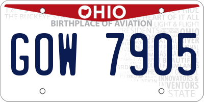 OH license plate GOW7905