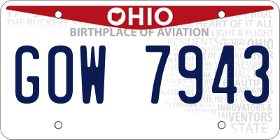 OH license plate GOW7943