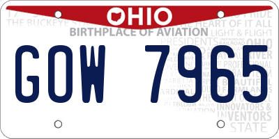 OH license plate GOW7965
