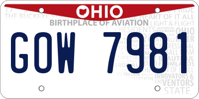 OH license plate GOW7981