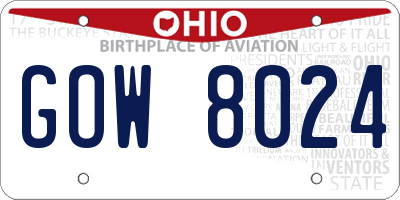 OH license plate GOW8024