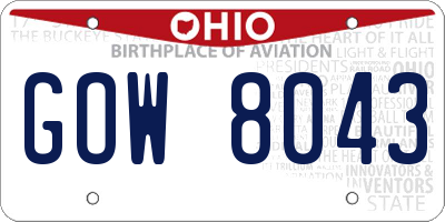 OH license plate GOW8043