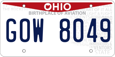 OH license plate GOW8049