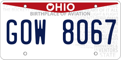 OH license plate GOW8067