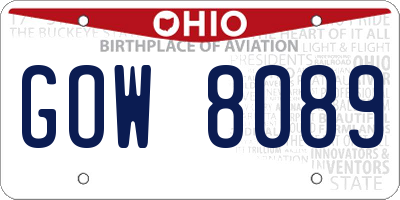OH license plate GOW8089