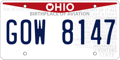 OH license plate GOW8147