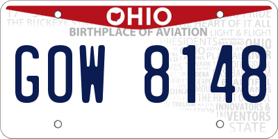 OH license plate GOW8148