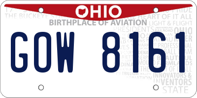 OH license plate GOW8161