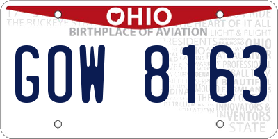 OH license plate GOW8163