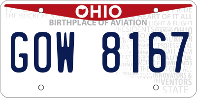 OH license plate GOW8167